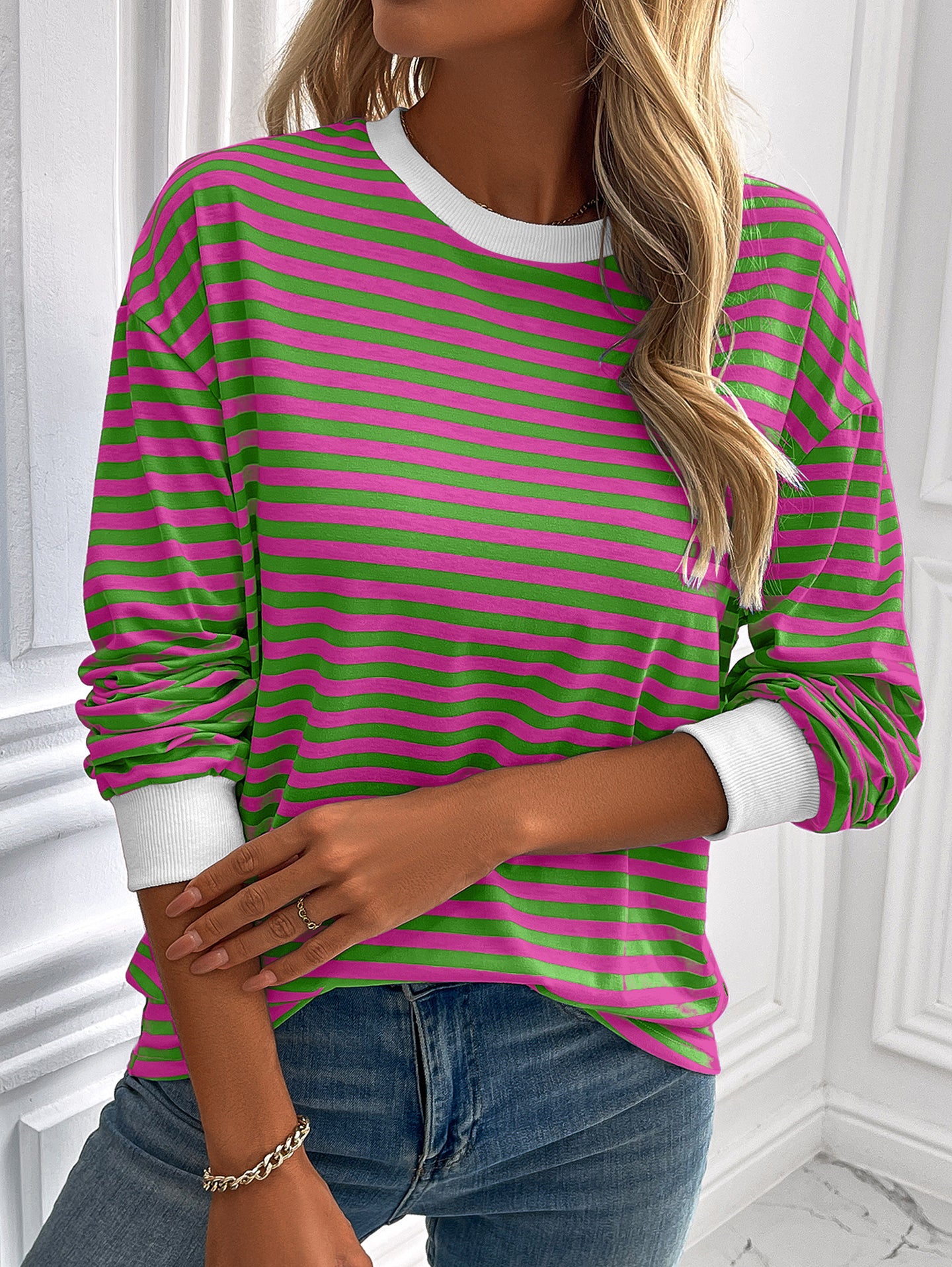 Women Horizontal Stripes Top