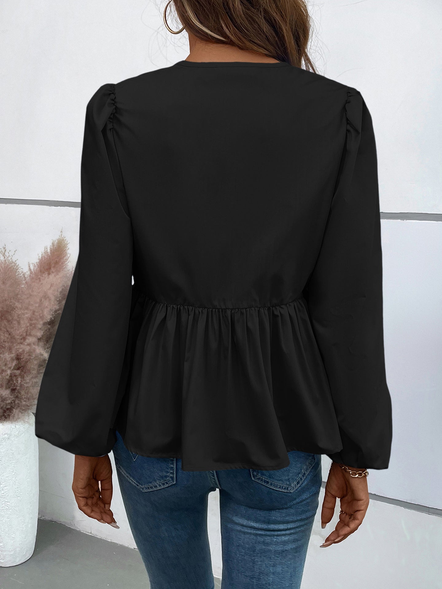 Women Solid Tie-Up Neck Top