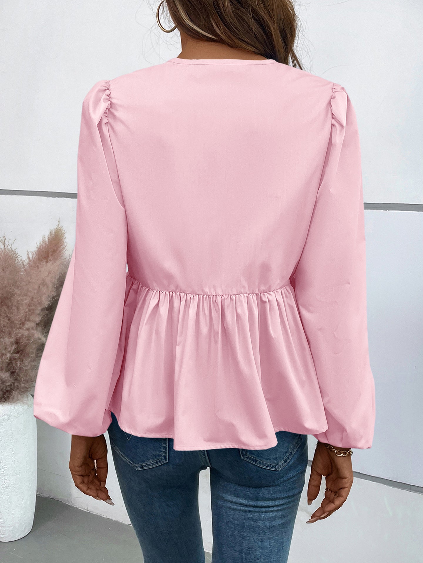 Women Solid Tie-Up Neck Top