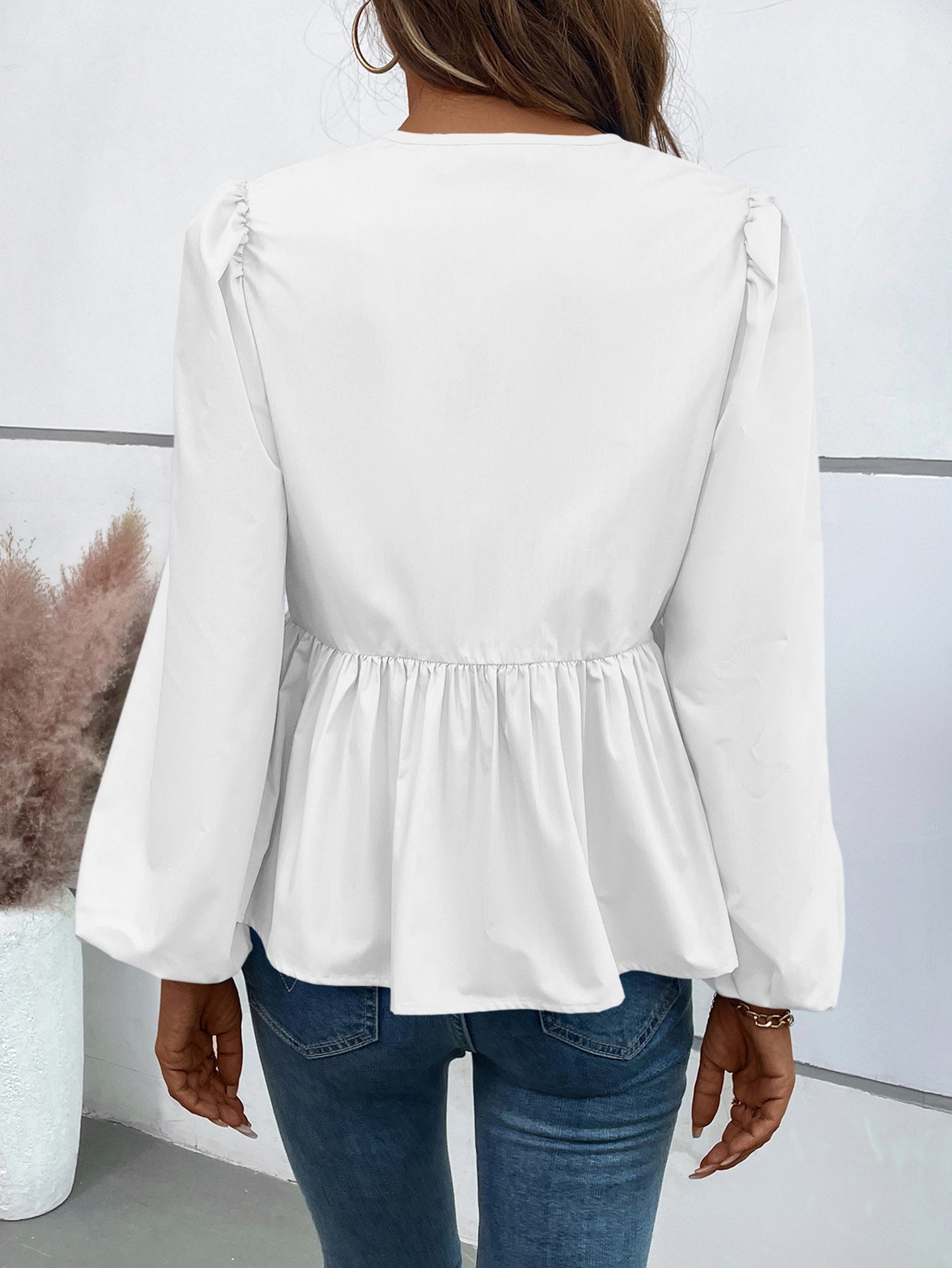 Women Solid Tie-Up Neck Top