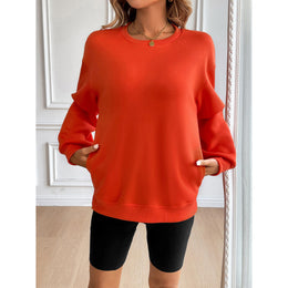 Women Solid Drop-Shoulder Sleeves Sweatshirts