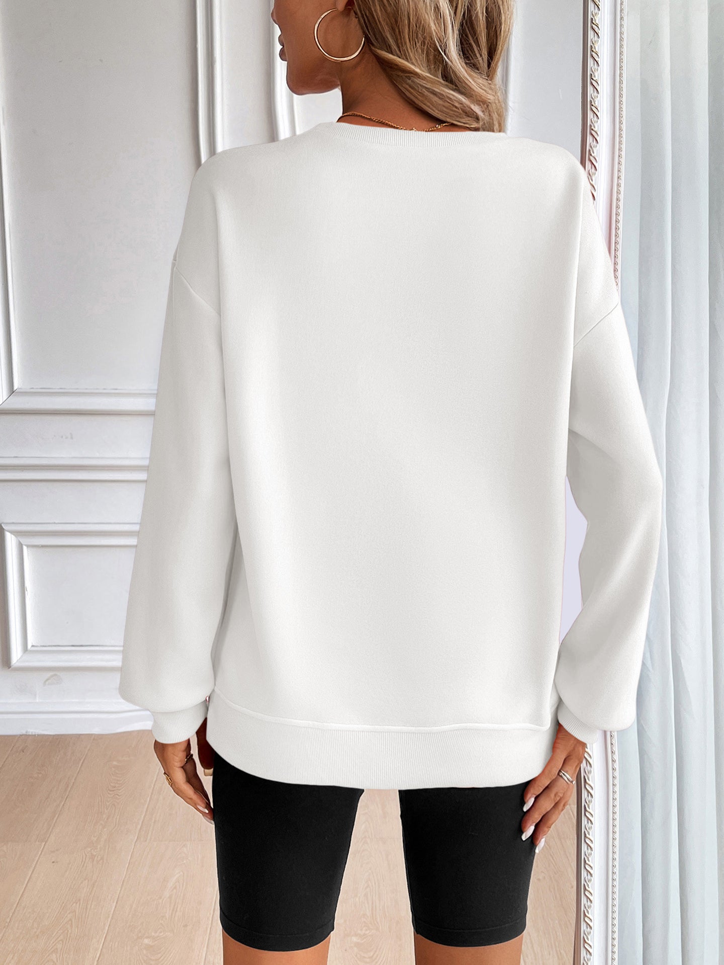 Women Solid Pullover Ribbed Casual Sweatshirt