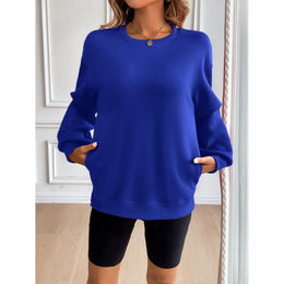 Women Solid Drop-Shoulder Sleeves Sweatshirts