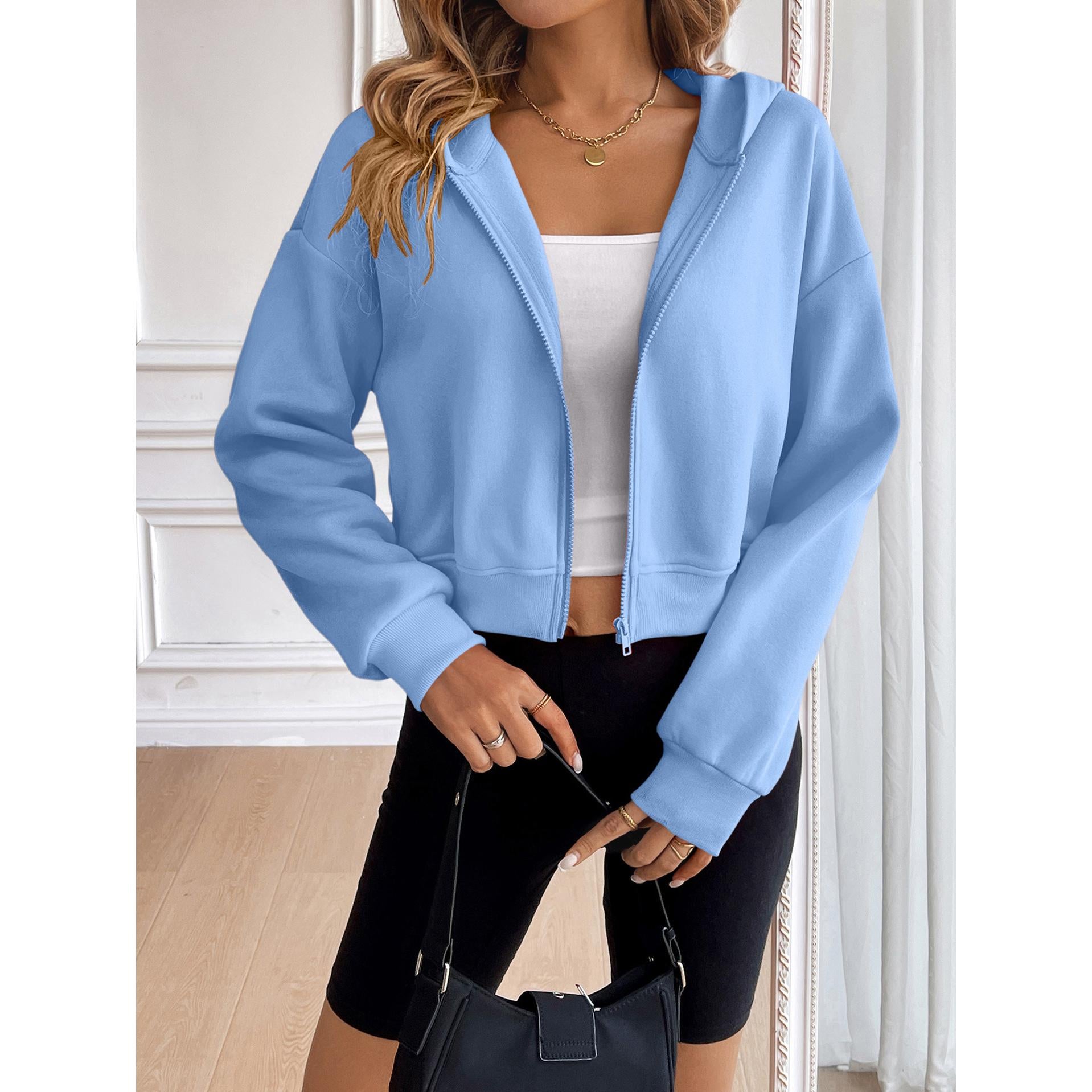Women Hooded Solid Casual Windcheater Jacket