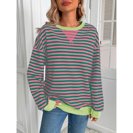 Women Striped Round Neck Top