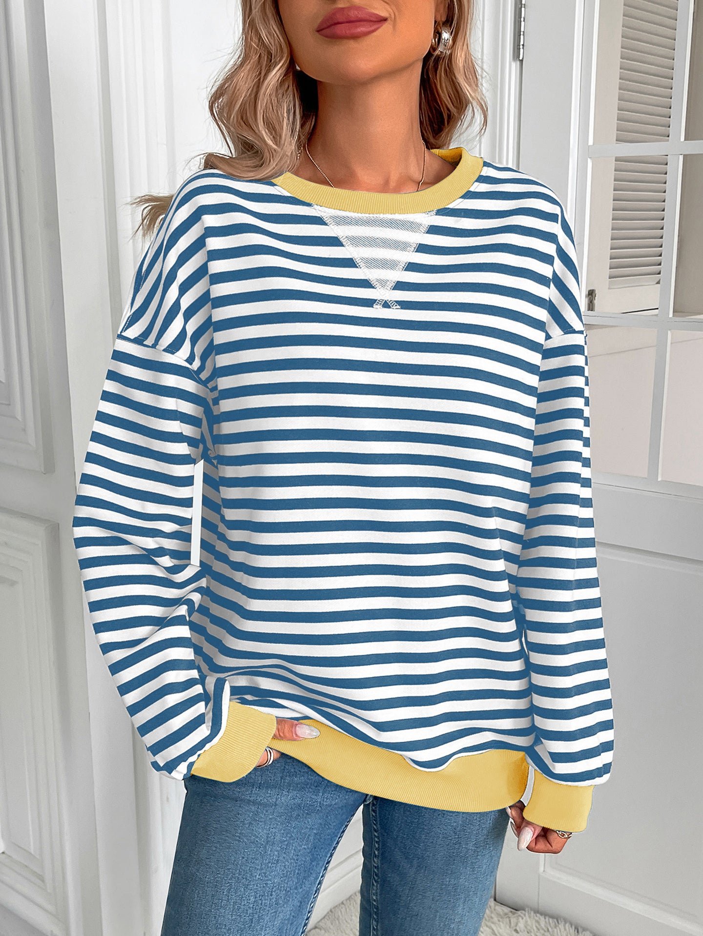 Women Striped Long Sleeves Top