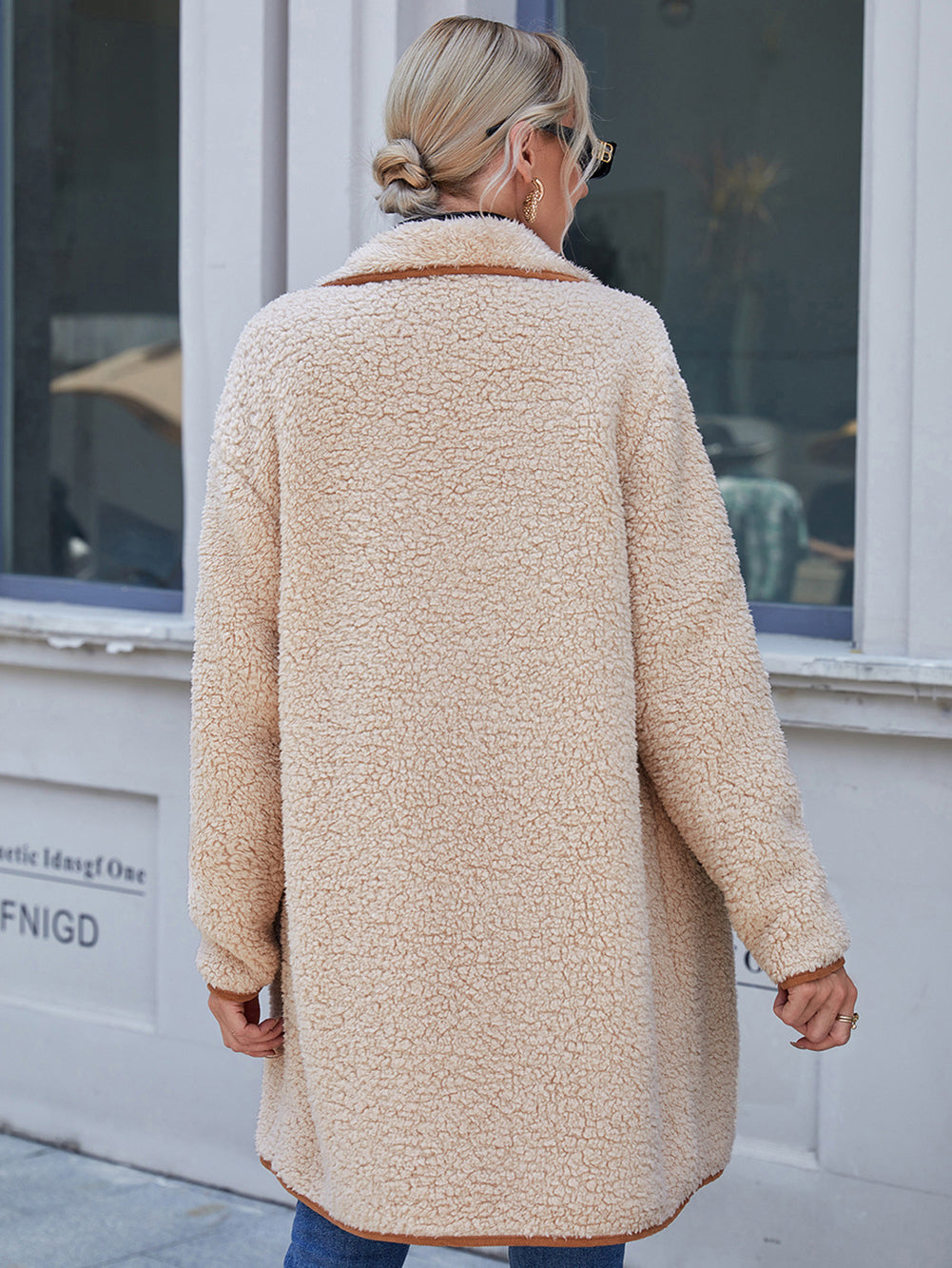 Women Beige Solid Longline Over Coat