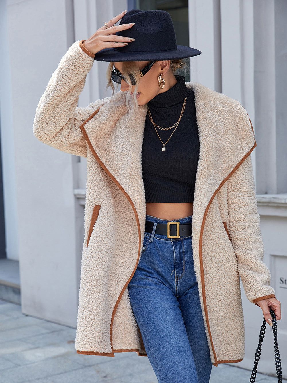 Women Beige Solid Longline Over Coat