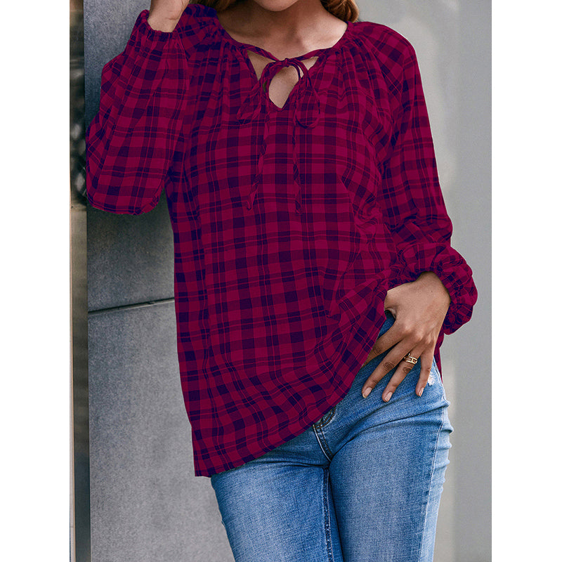Women Red Gingham Checks Opaque Checked Casual Shirt