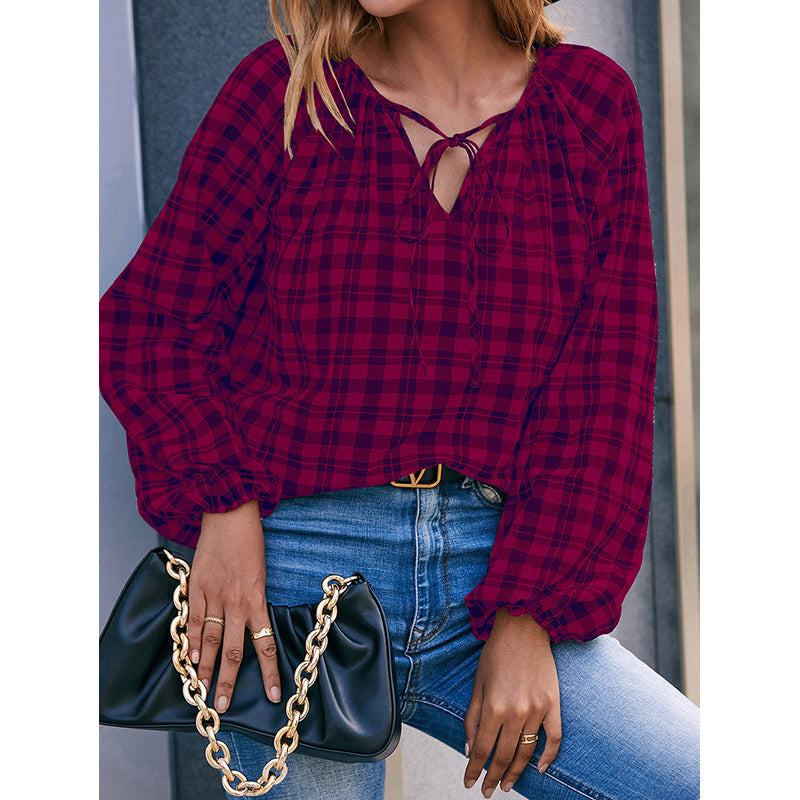 Women Red Gingham Checks Opaque Checked Casual Shirt
