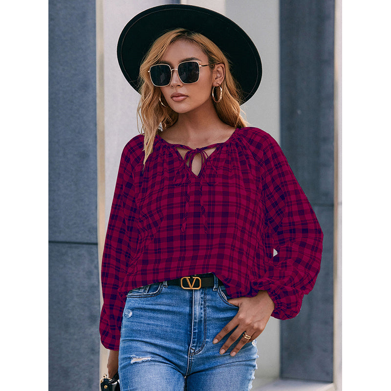 Women Red Gingham Checks Opaque Checked Casual Shirt