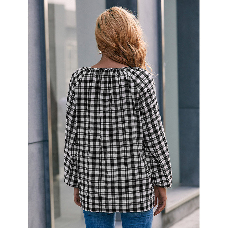 Women Black Gingham Checks Opaque Checked Casual Shirt