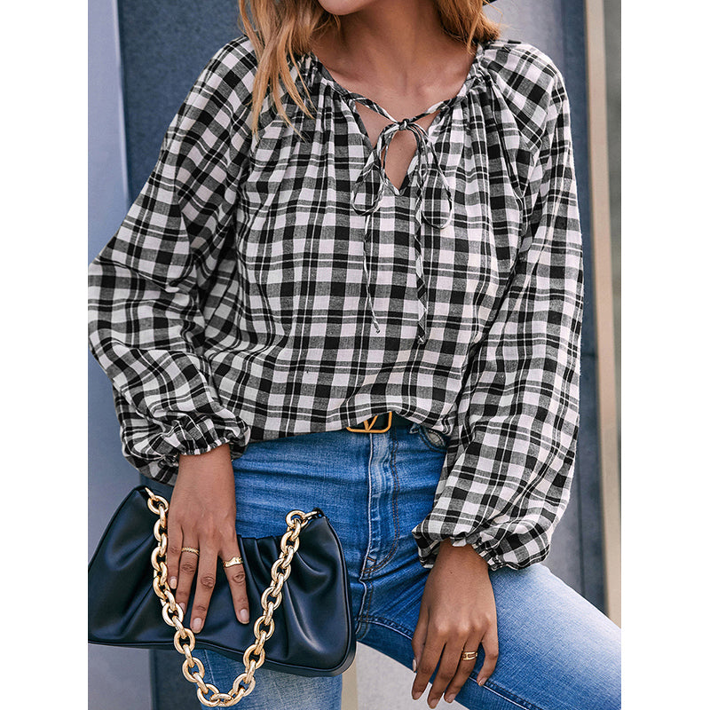 Women Black Gingham Checks Opaque Checked Casual Shirt