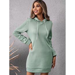 Sea Green Hooded T-shirt Mini Dress