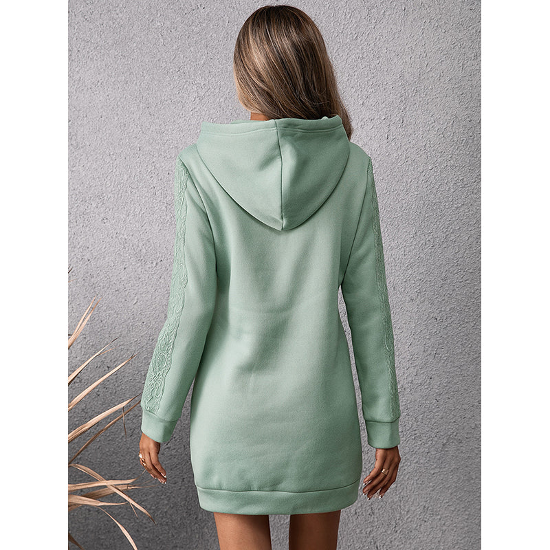 Sea Green Hooded T-shirt Mini Dress