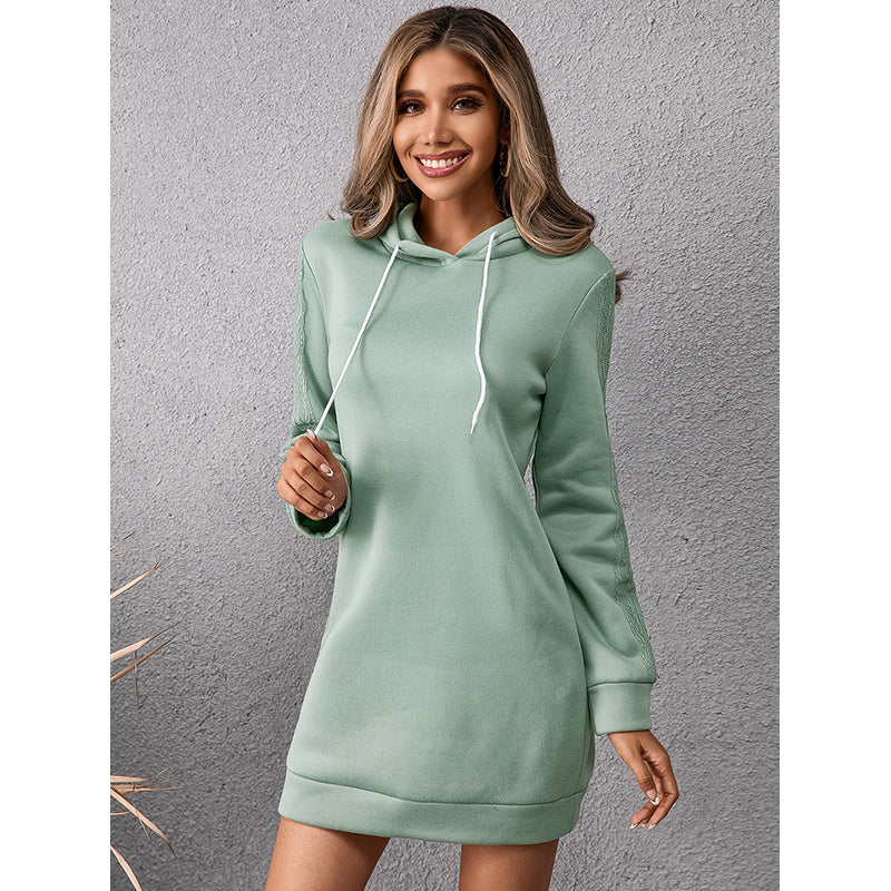 Sea Green Hooded T-shirt Mini Dress