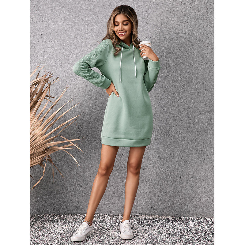 Sea Green Hooded T-shirt Mini Dress