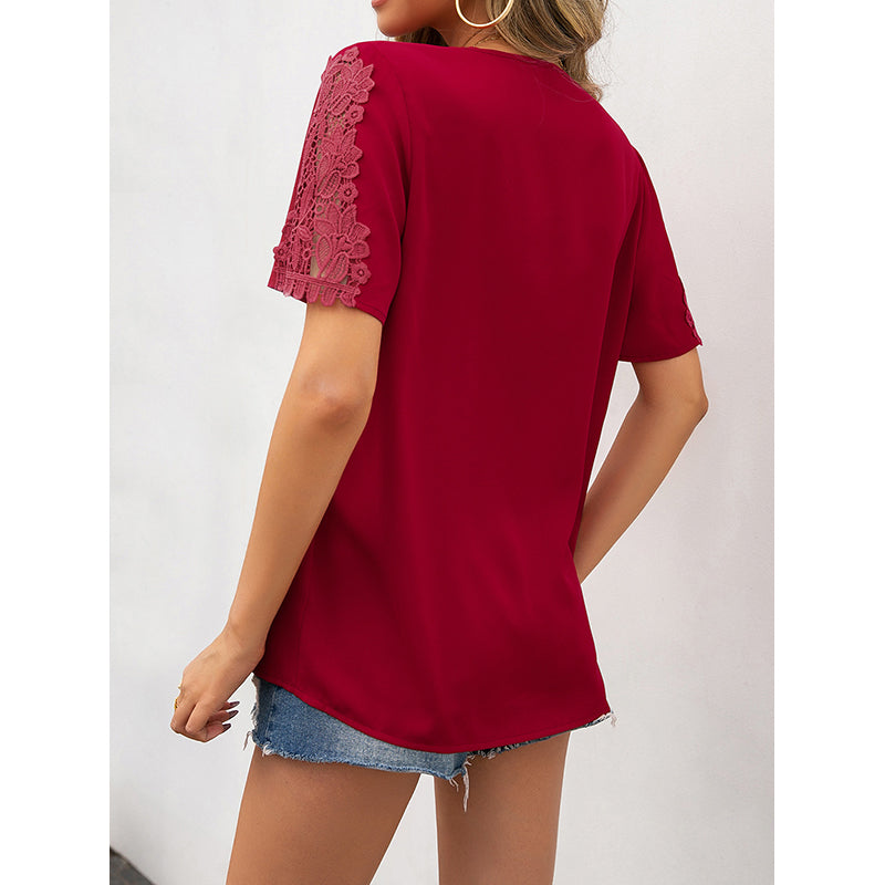 Lace-Up V-Neck Top