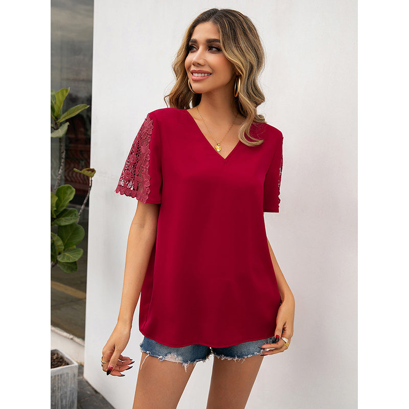 Lace-Up V-Neck Top