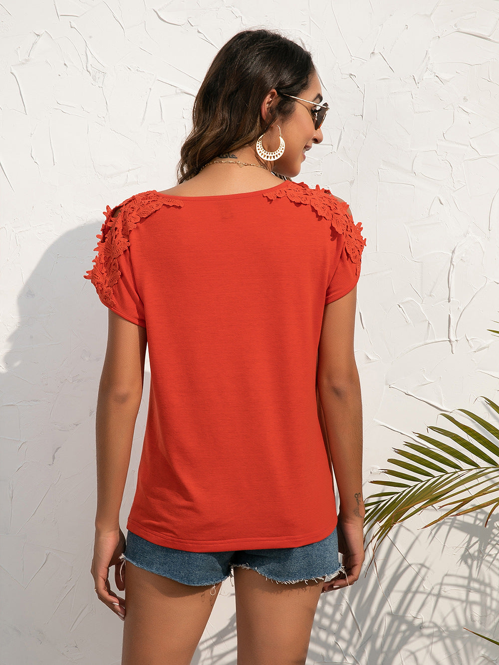 Women Orange Solid Poly Cotton Top