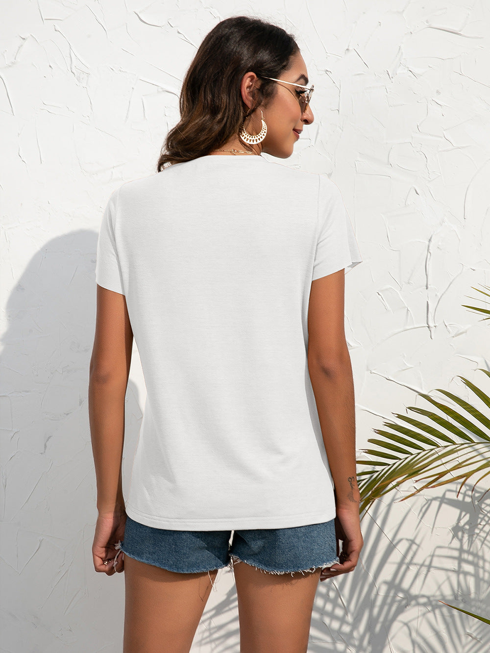 Women White Solid Poly Cotton Top
