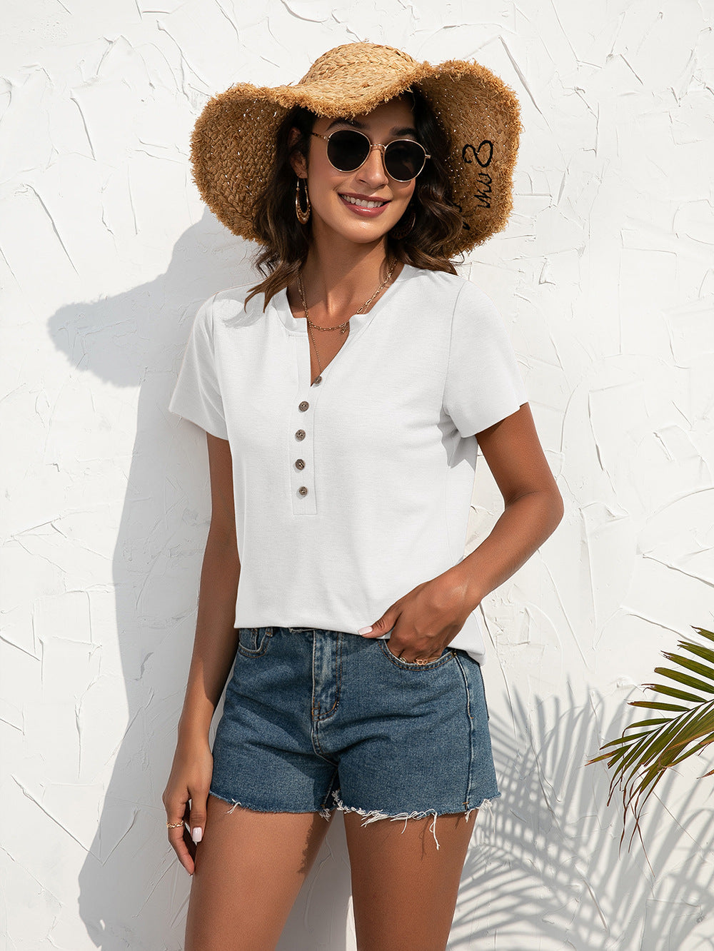 Women White Solid Poly Cotton Top