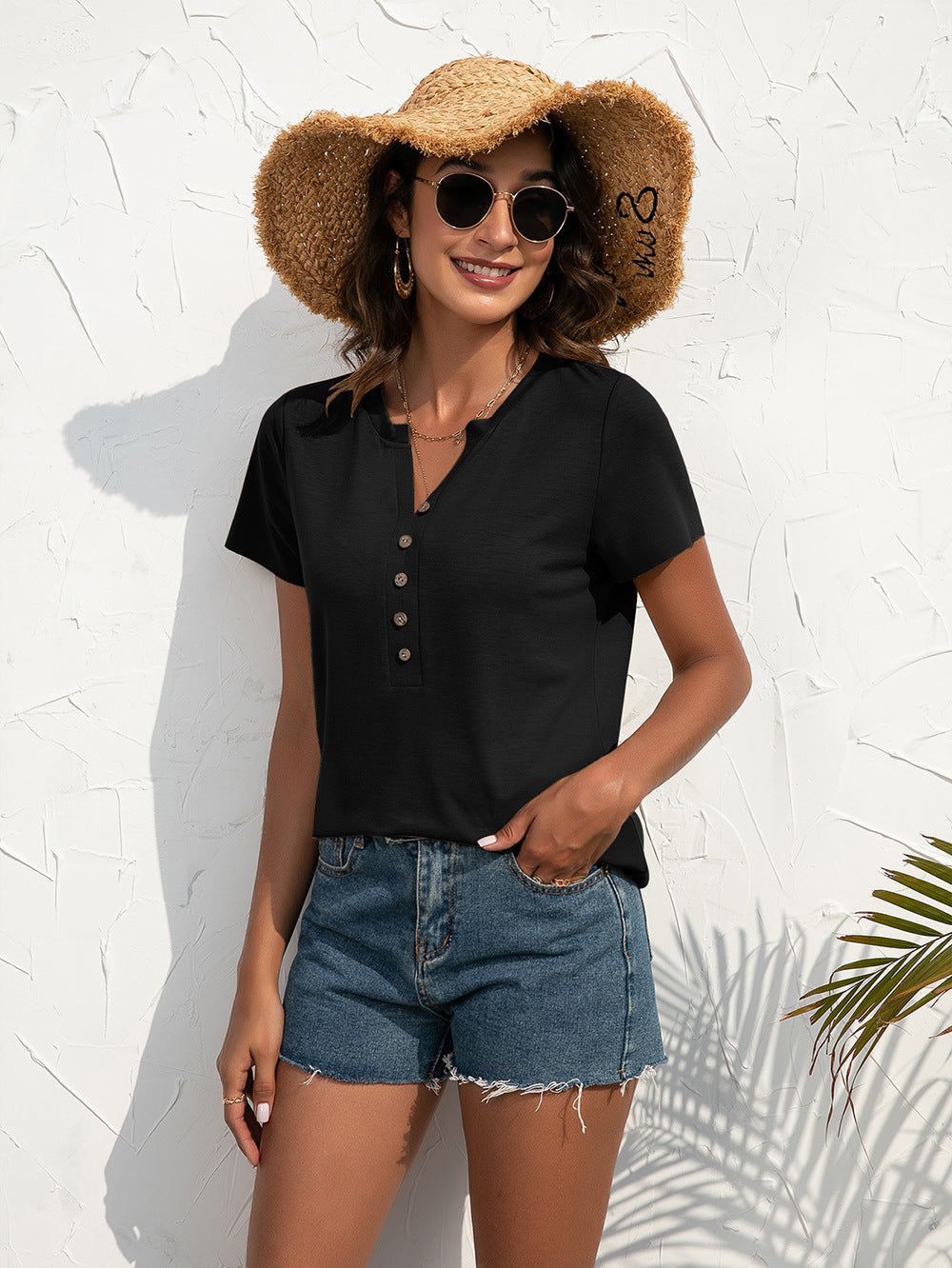 Women Black Solid Top