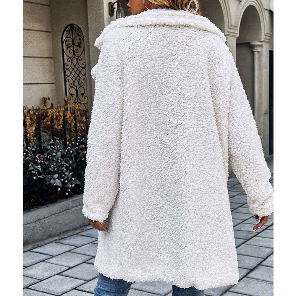 Women White Solid Longline Trench Coat