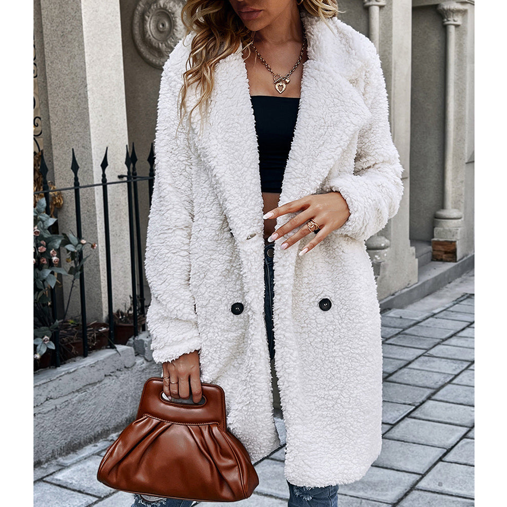 Women White Solid Longline Trench Coat