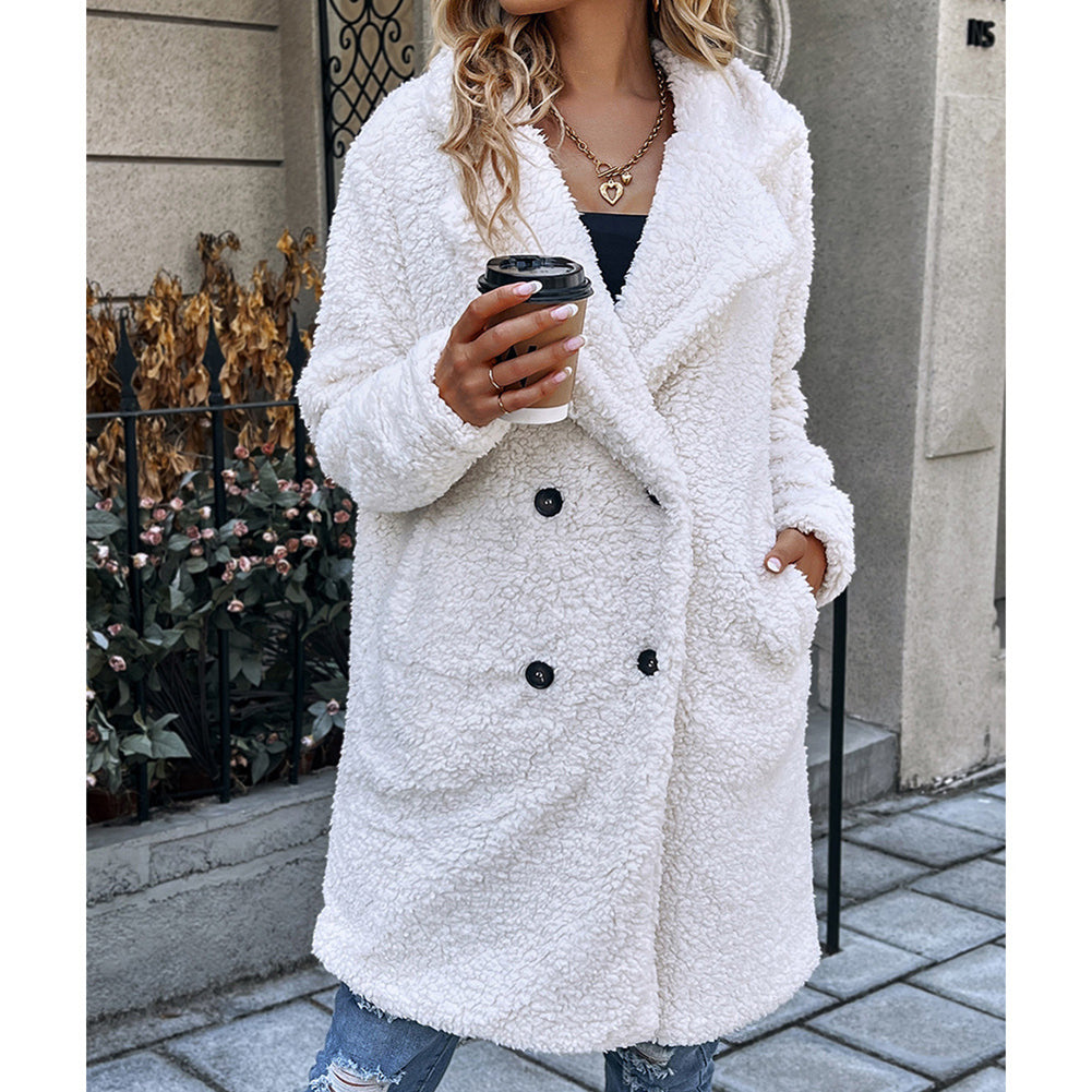 Women White Solid Longline Trench Coat