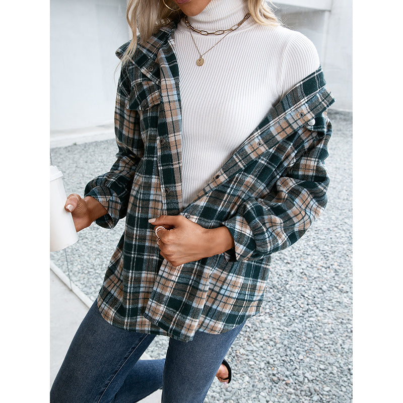 Green Checked Hooded Windcheater Regular Jacket