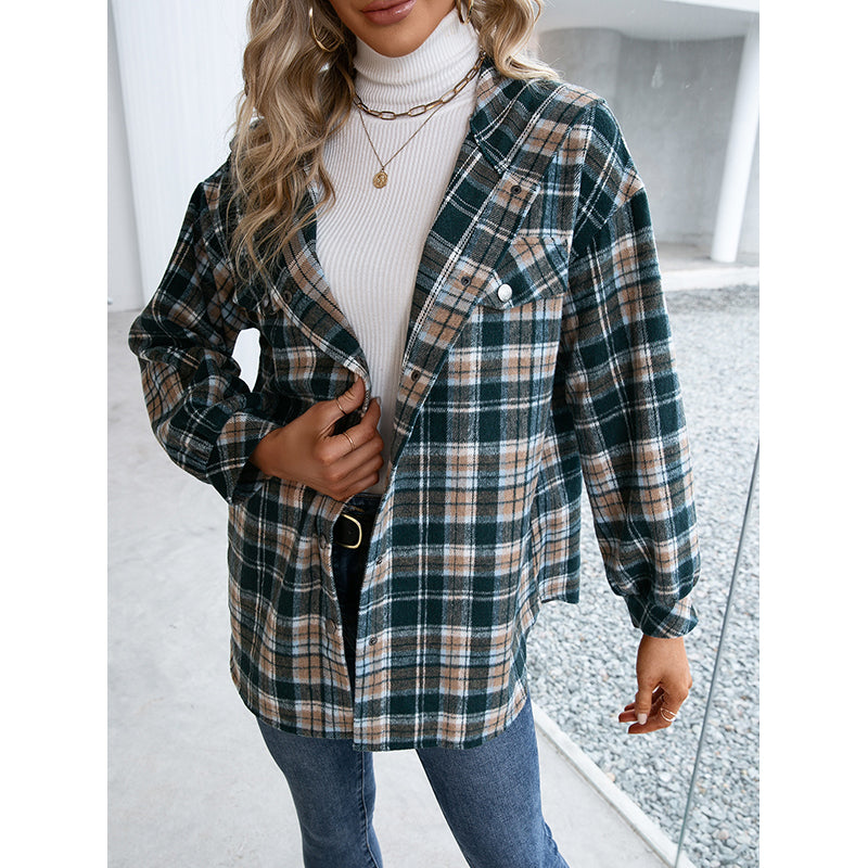 Green Checked Hooded Windcheater Regular Jacket