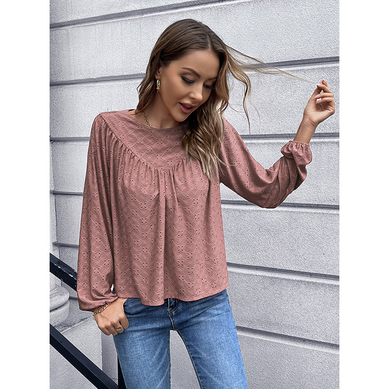 Pink Schiffli Puff Sleeve Top