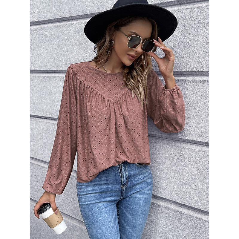 Pink Schiffli Puff Sleeve Top