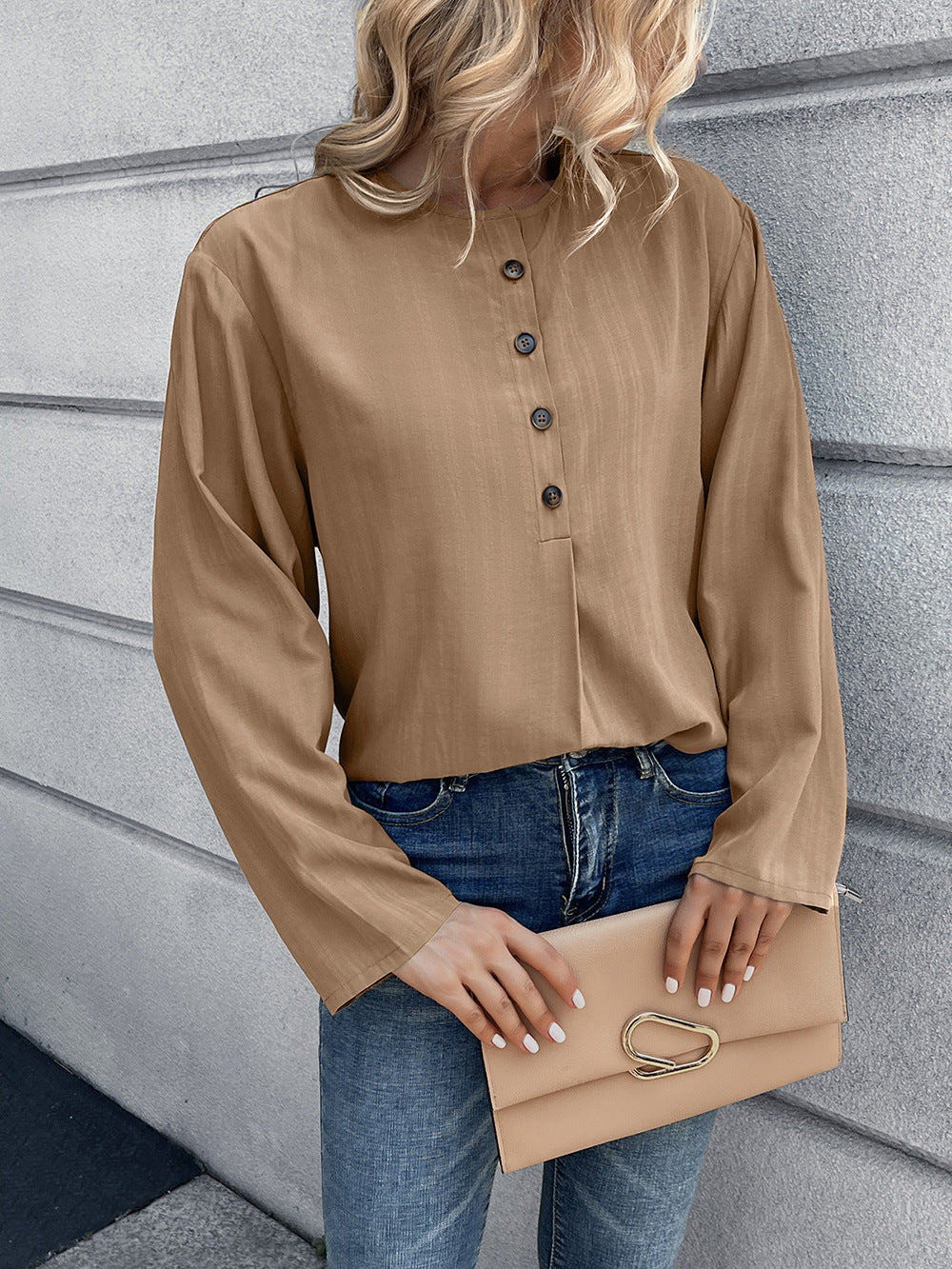 Women Khaki Shirt Style Top