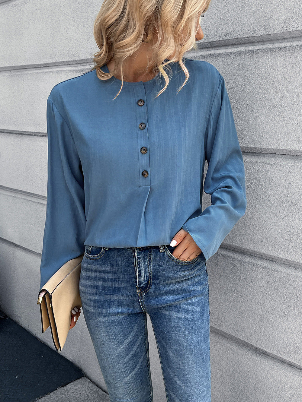 Blue Shirt Style Top