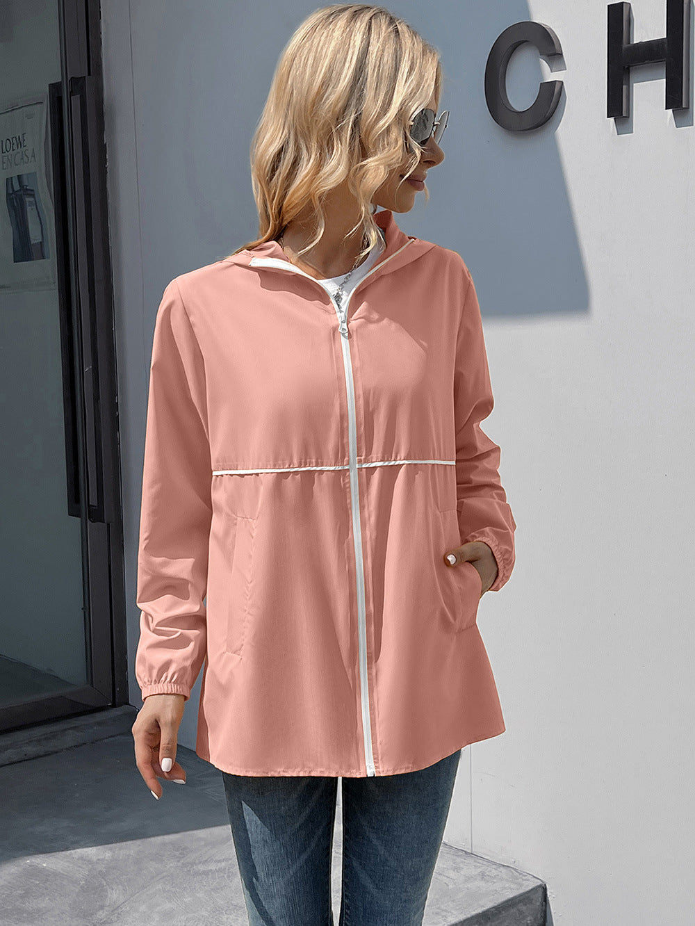 Women Pink Longline Parka Jacket