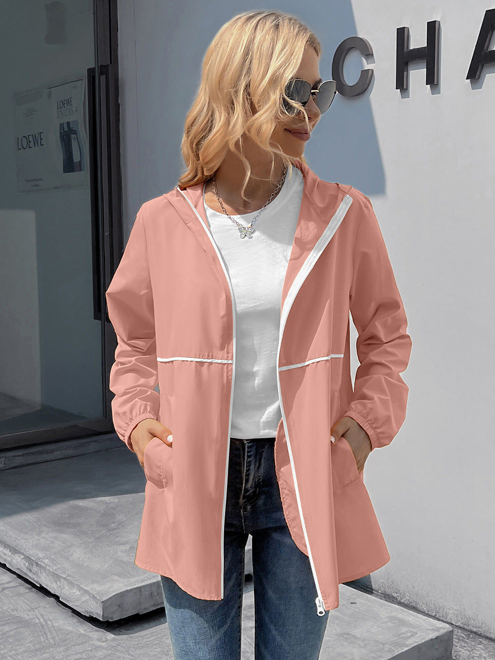 Women Pink Longline Parka Jacket