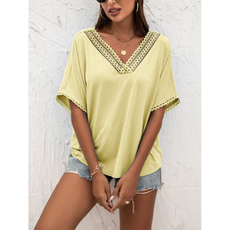Yellow V-Neck Extended Sleeves Top