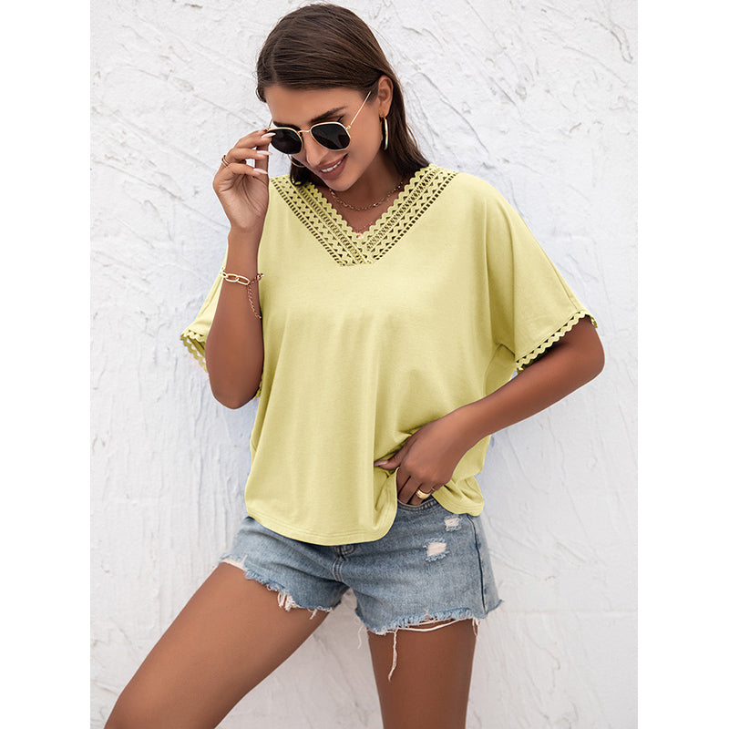 Yellow V-Neck Extended Sleeves Top