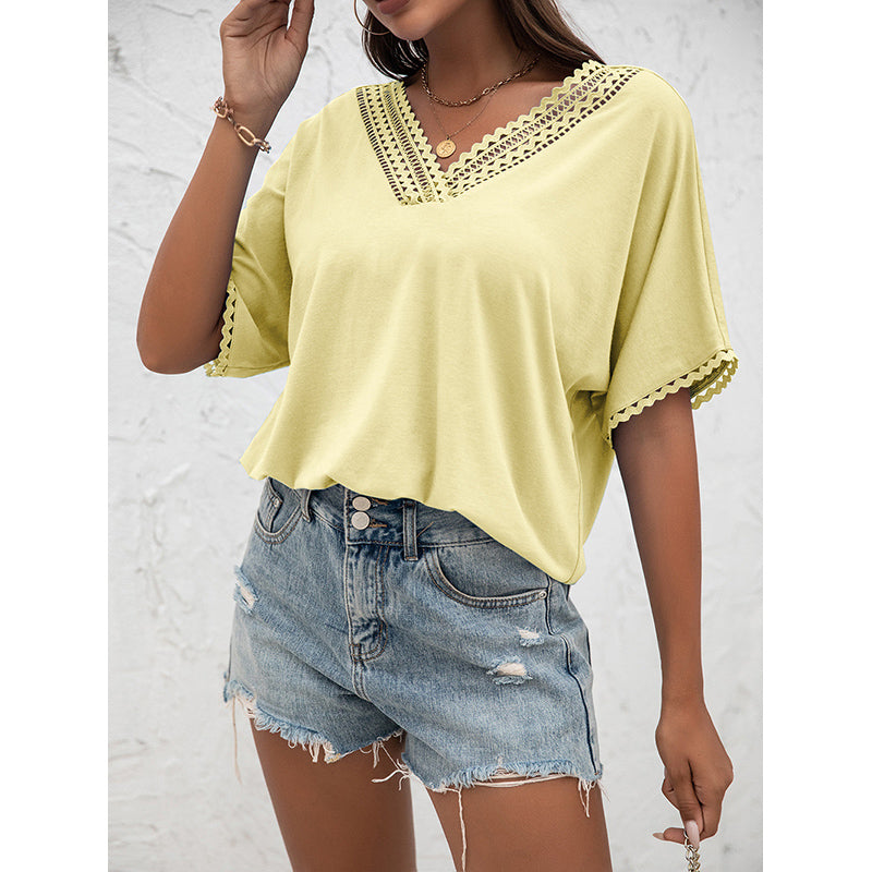 Yellow V-Neck Extended Sleeves Top