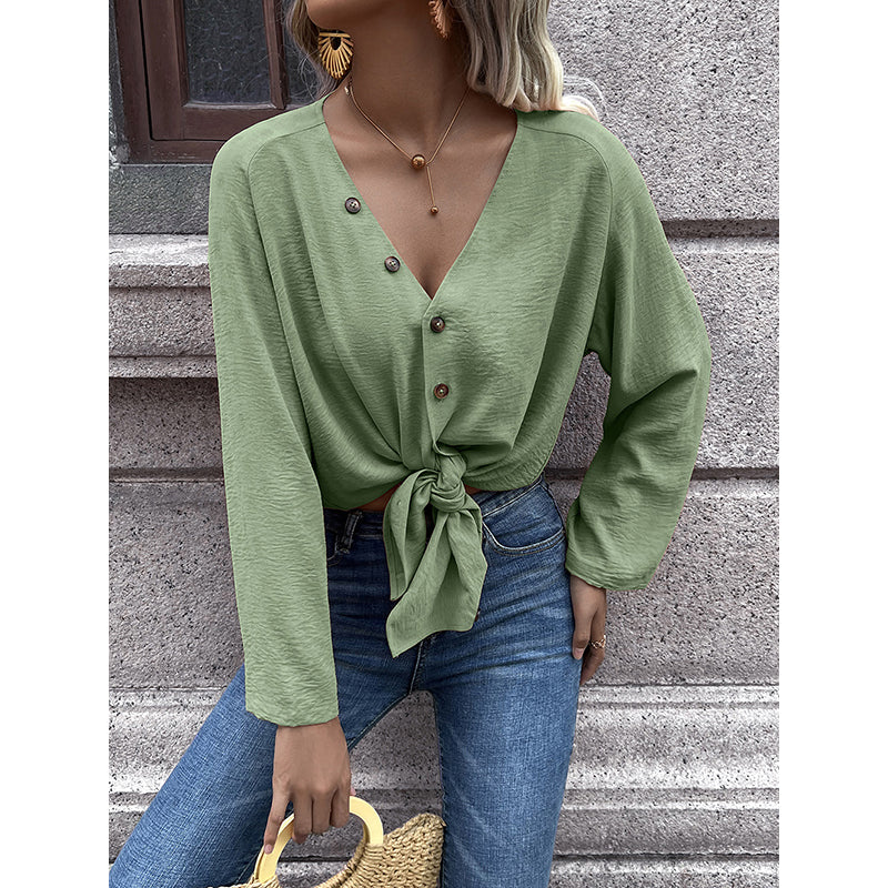 Green Collarless Opaque Longline Casual Shirt