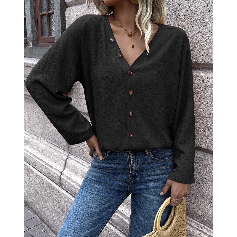 Black Collarless Opaque Longline Casual Shirt
