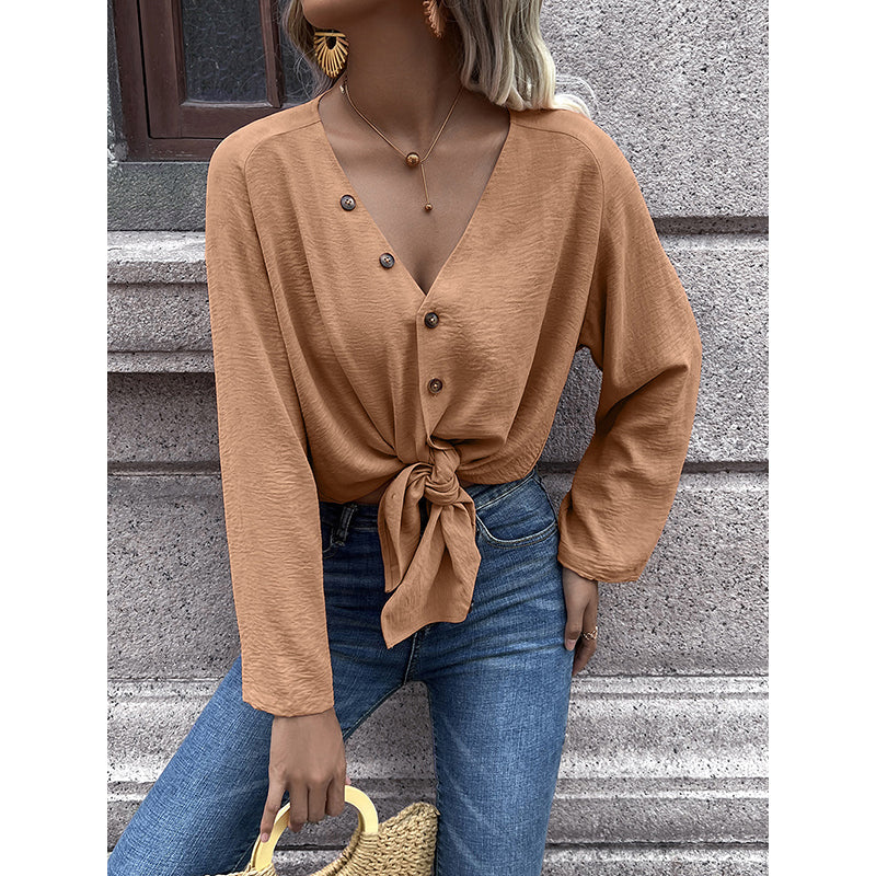 Khaki Collarless Casual Shirt