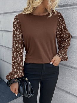 Brown & White Solid Regular Top