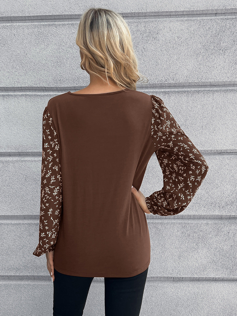 Brown & White Solid Regular Top