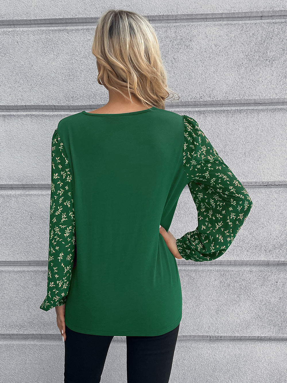 Green Sleeve Printed Top