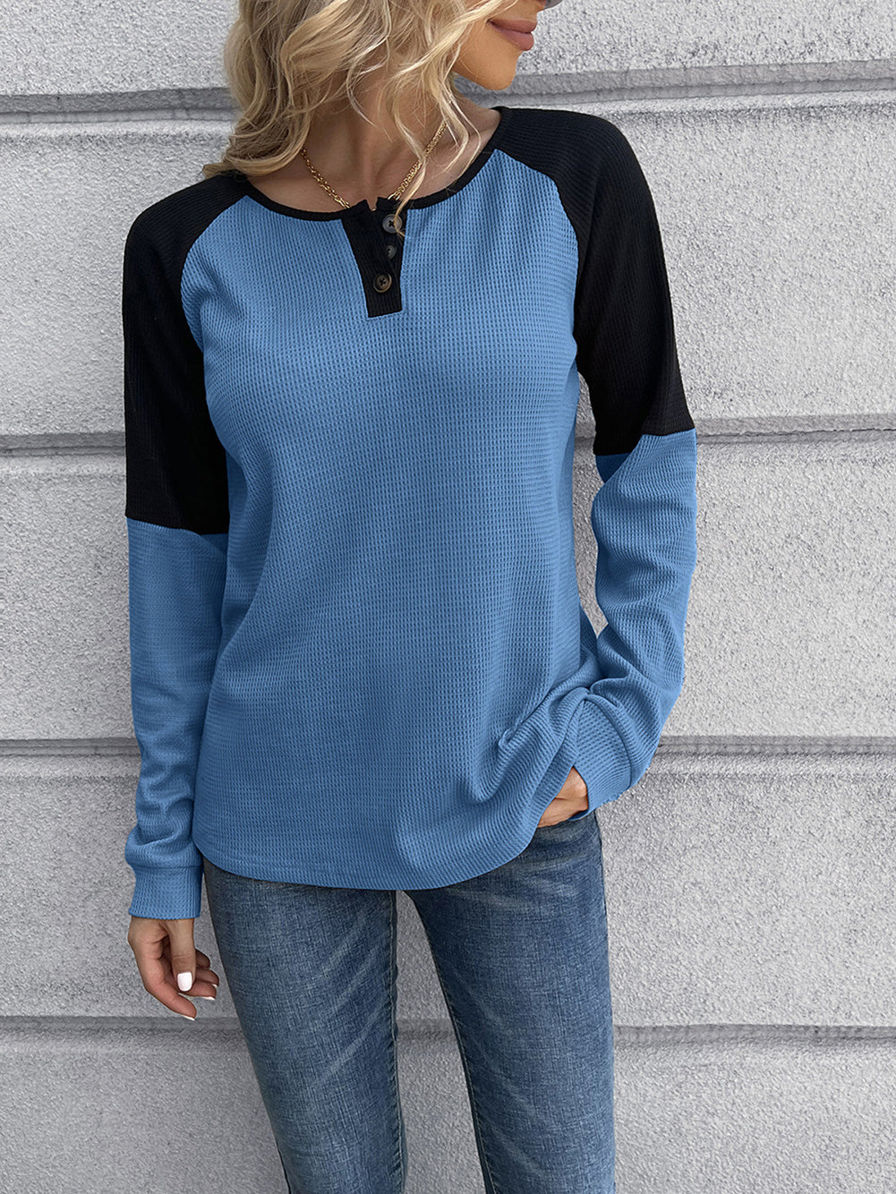 Women Blue & Black Top