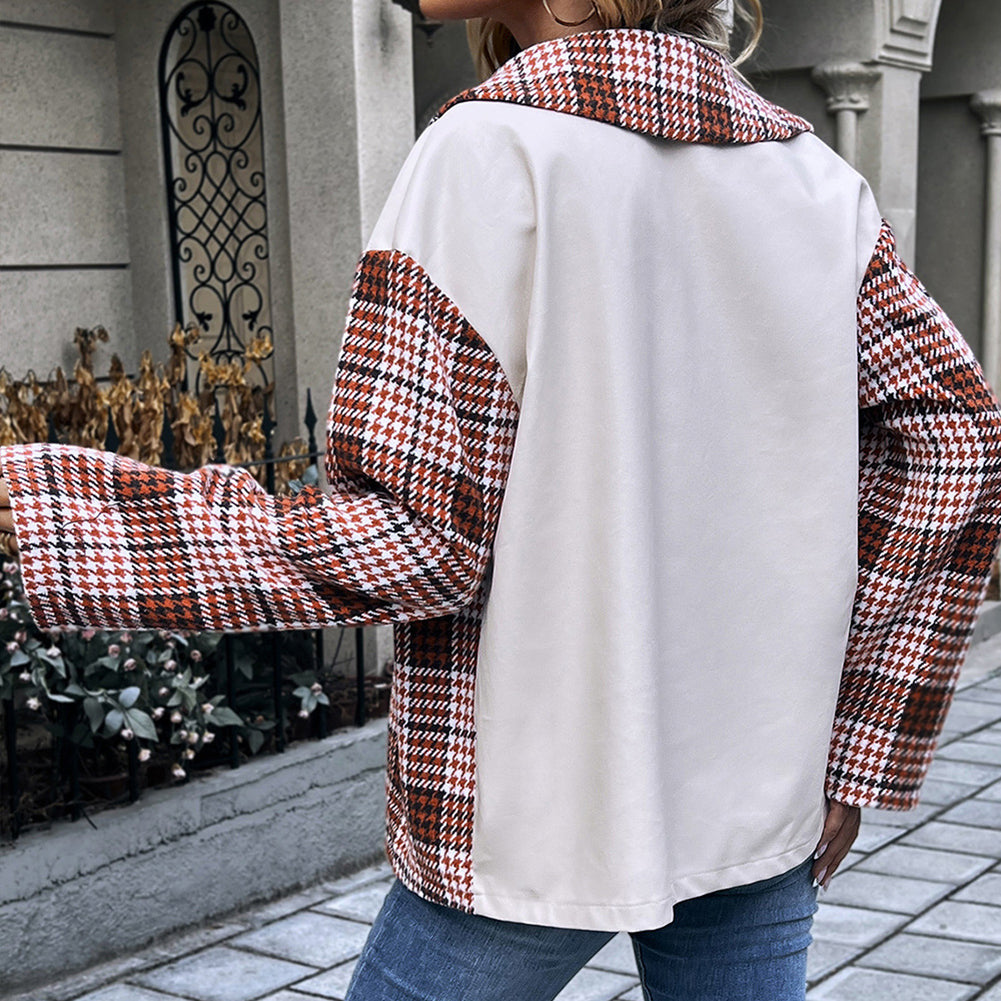 Women Maroon & White Checked Regular Tailored Jacket