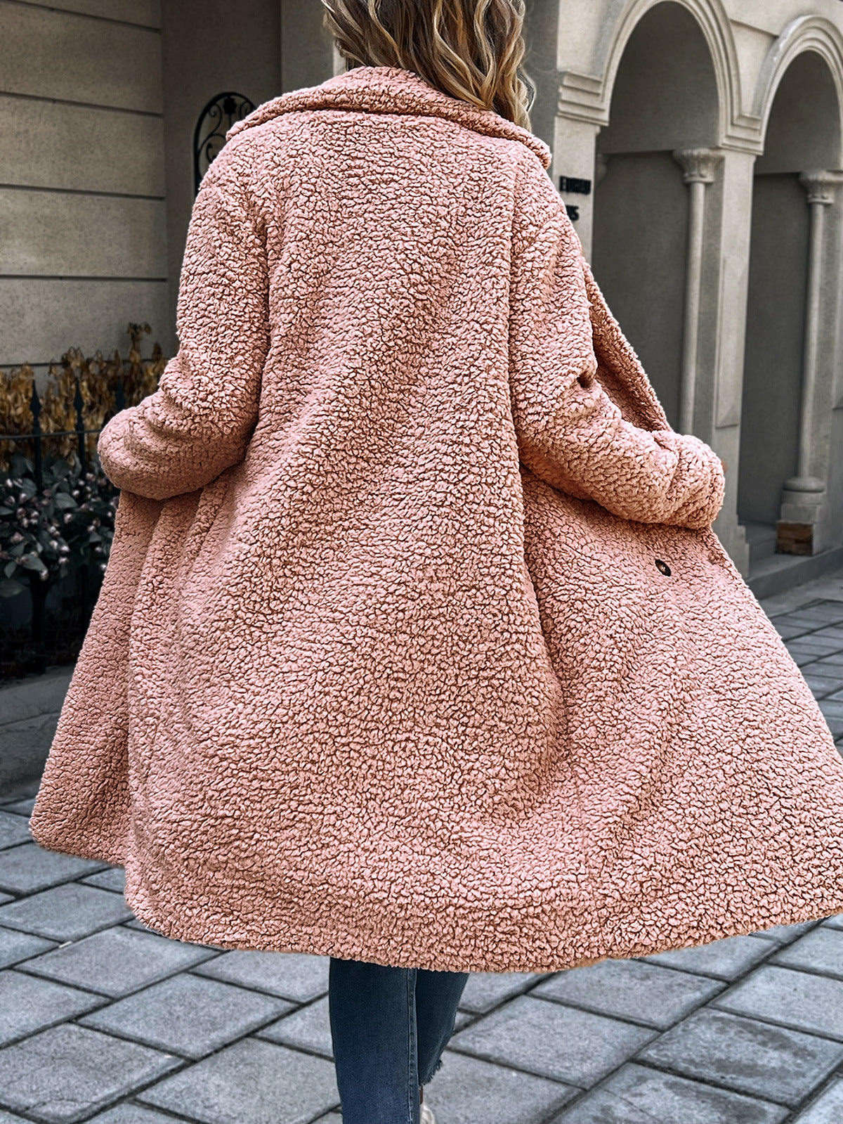 Women Pink Solid Longline Over Coat